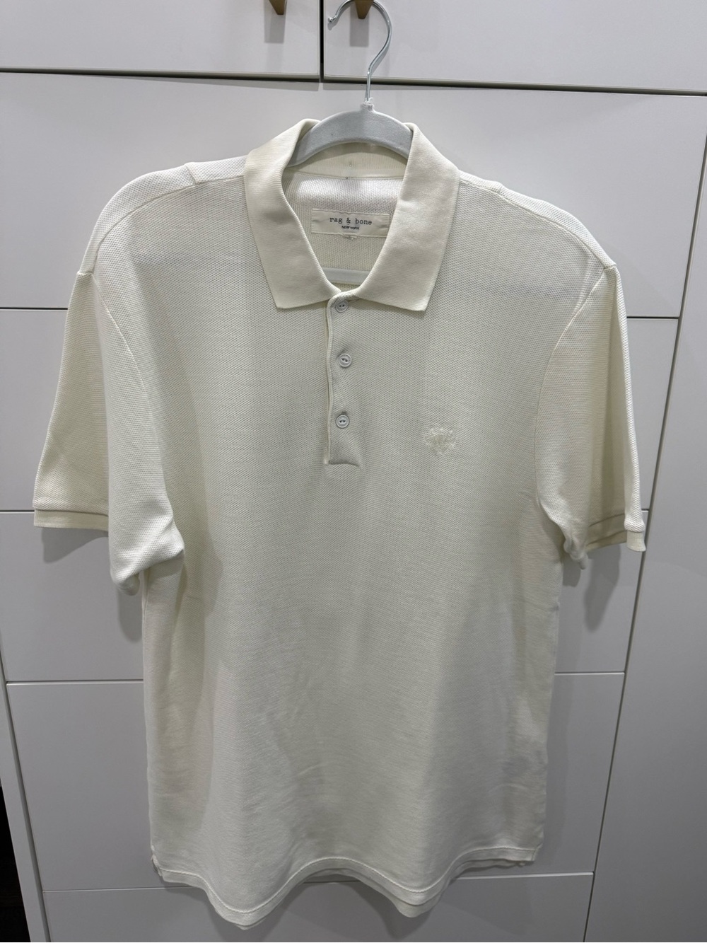 Rag & bone Men's Cream Polo Shirt size XL, 100% cotton